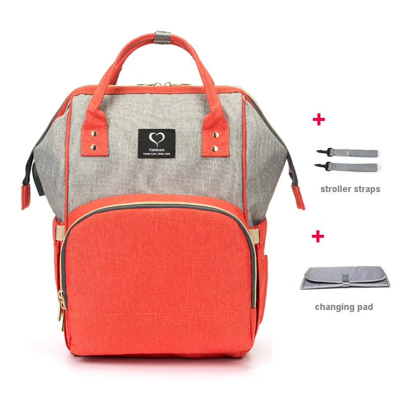 Сумка для подгузников, рюкзак, USB сумка для детских подгузников, водонепроницаемая сумка для беременных, дорожная сумка для кормления, сумка для детской коляски, разные цвета - Цвет: grey watermelon red