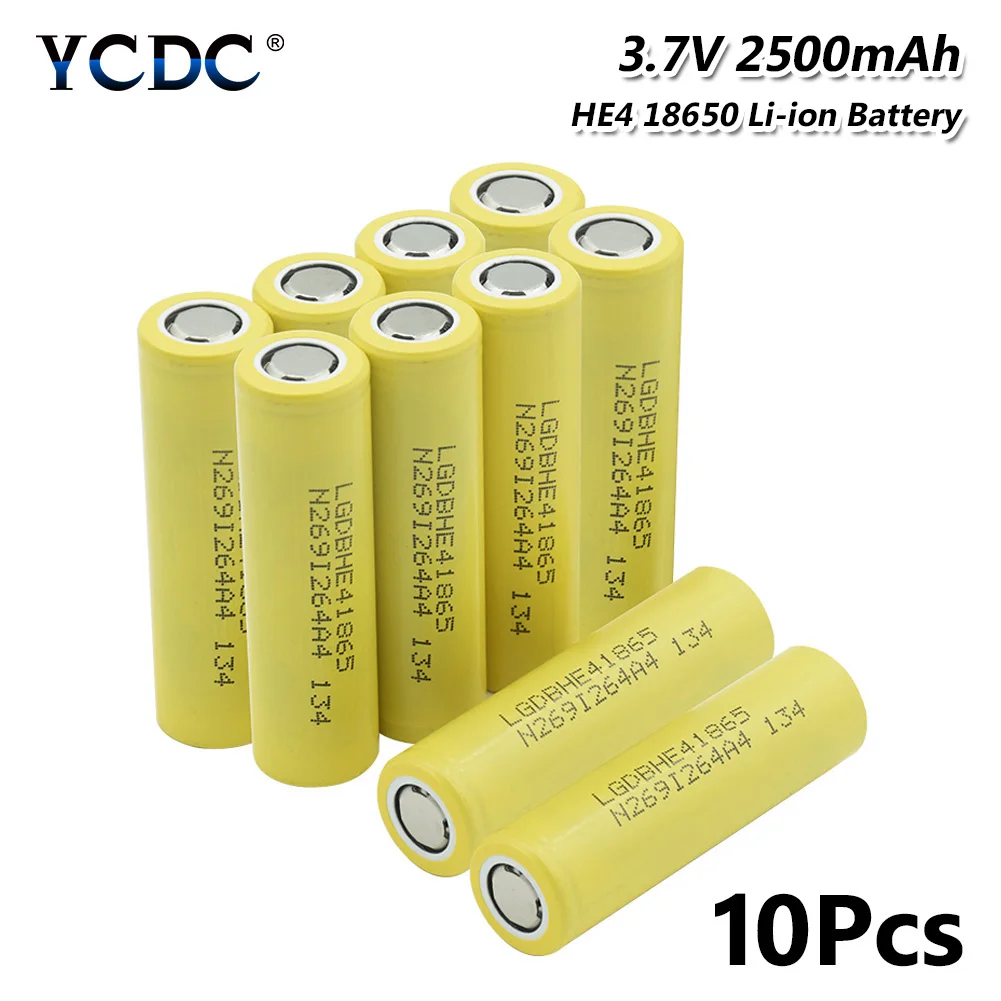 2019 YCDC 100% Новинка 2500mAh 35A Высокая утечка 18650 HE4 IMR перезаряжаемая литий полимерная