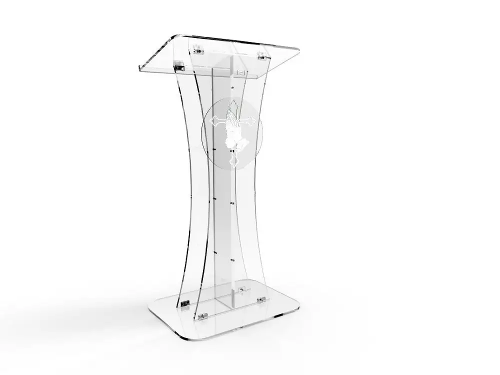 Fixture Displays Plexiglass Acrylic Podium Clear Lectern Church Pulpit With Pray Hand decor