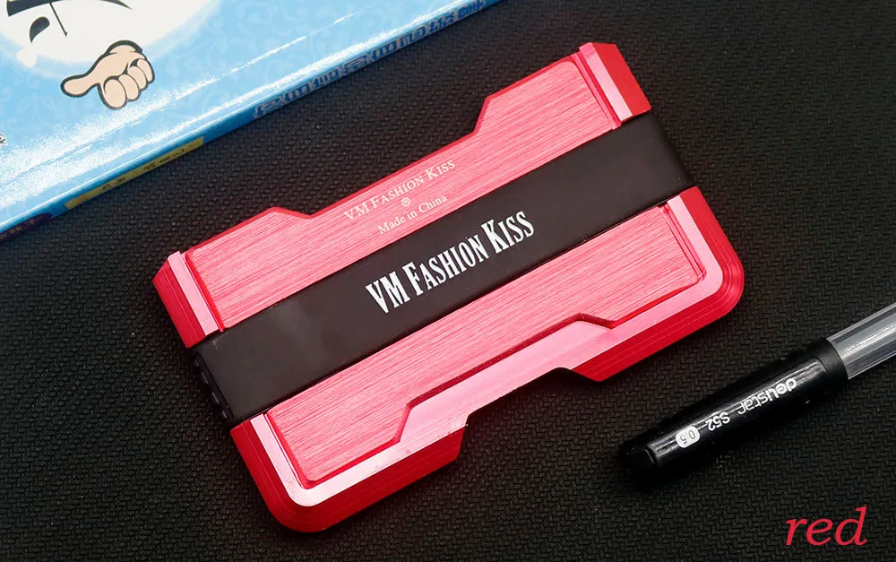 VM модный известный мужской кошелек KISS RFID авиационный алюминиевый тонкий металлический бумажник для карт мини зажим для денег держатель для кредитных карт ID - Цвет: red