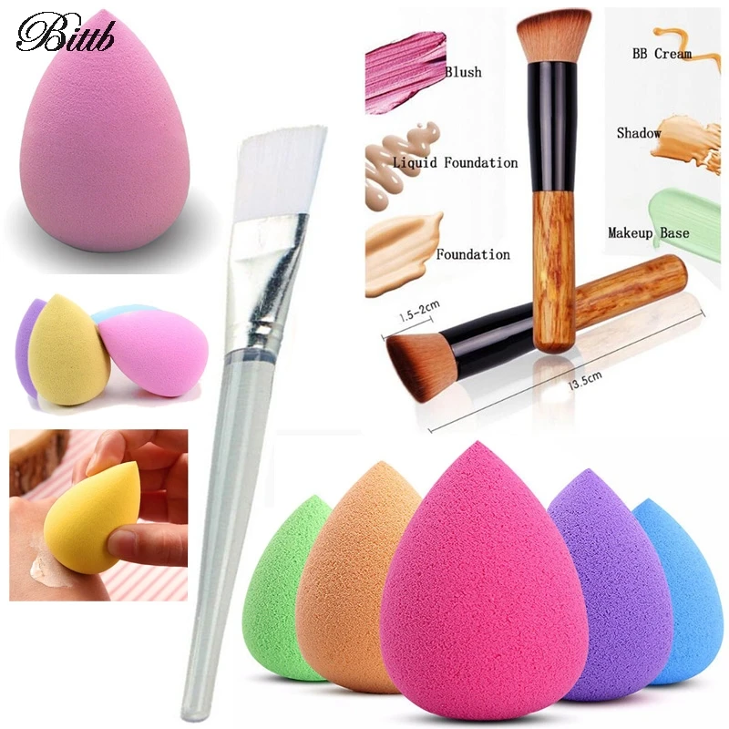 

Bittb Dry Wet Makeup sponge Puff Sponge Wooden Make Up Brushes Foundation Brush Cosmetic Sponge Beauty Makeup Set