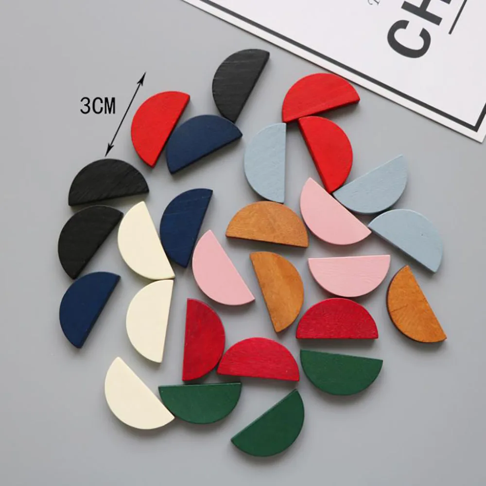 

New Fashion Diy Handmade Accessories Wood Semicircular Wooden Earrings Jewelry Accessories Earrings Pendant Kit Hot Sale 1piece