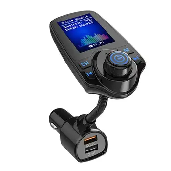

T10D Bluetooth FM Transmitter Car Mp3 Player Kit Card Car Charger Quick With QC3.0 Dual USB Voltmeter & AUX IN/OUT DC 12/24V