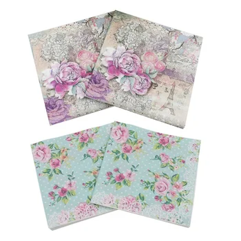 

20 pcs/lot printed Feature Rose Paper Napkins For Event & Party Decoration Tissue Decoupage Servilleta 33cm*33cm