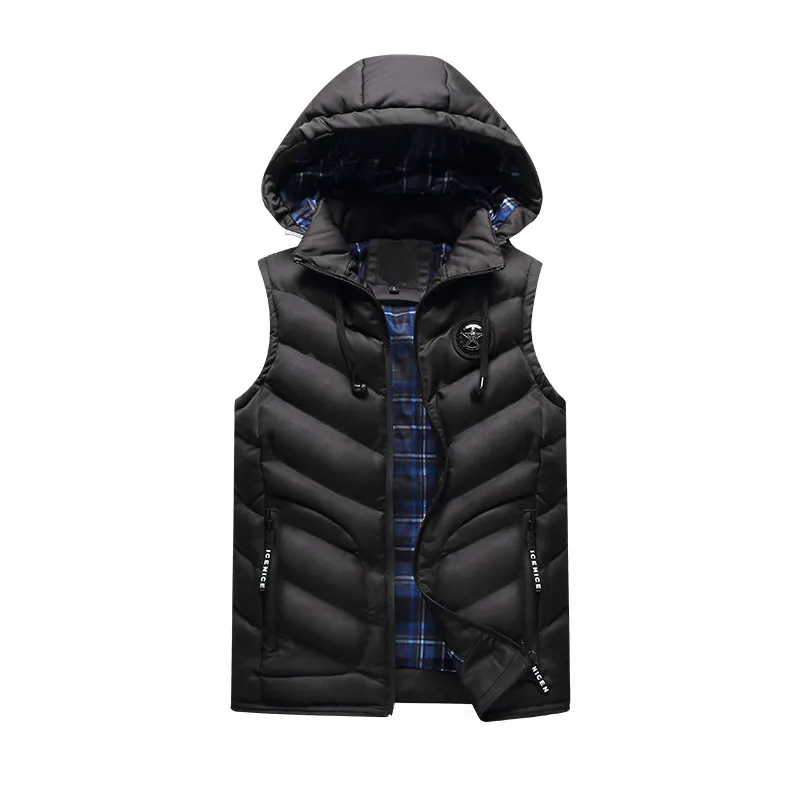 Мужской жилет, модный качественный жилет с хлопковой подкладкой, толстый теплый пуховик, зимняя куртка, пальто, мужской жилет, верхняя одежда - Цвет: Black