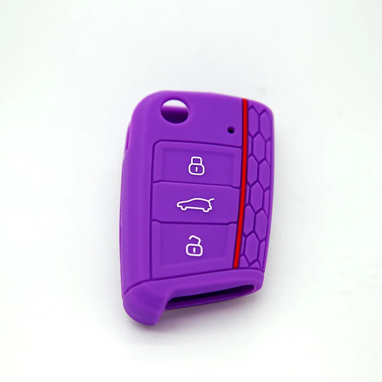Hot sale silicone car key case VW golf 7 remote control 3 buttons factory wholesale