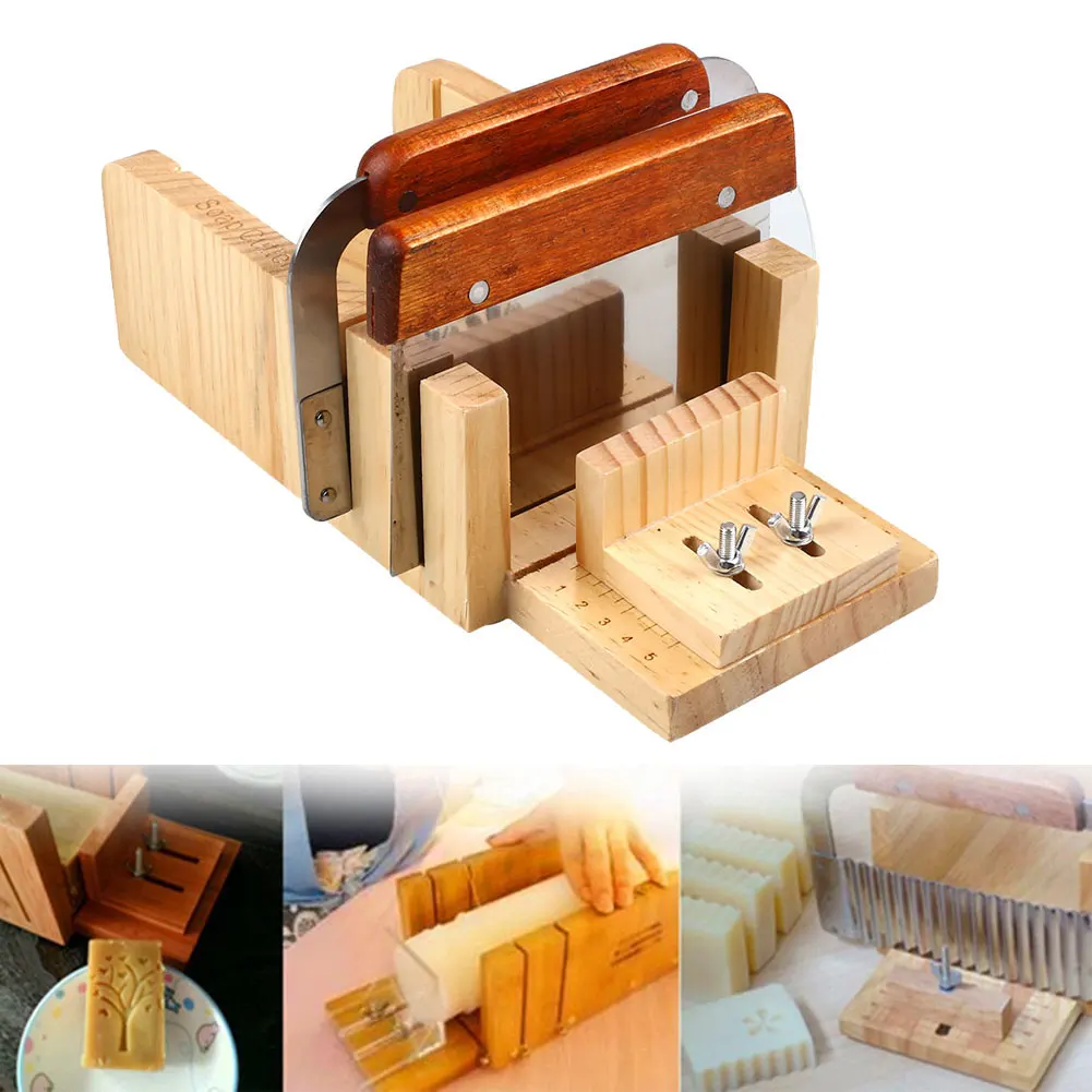 3PCS Professional Soap Making Tool Set Adjustable Wooden Loaf Cutter
