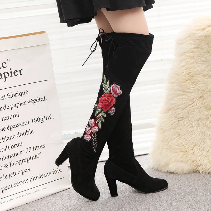 

2018 new European and American rough embroidered knee boots national embroidery embroidery boots ghn89