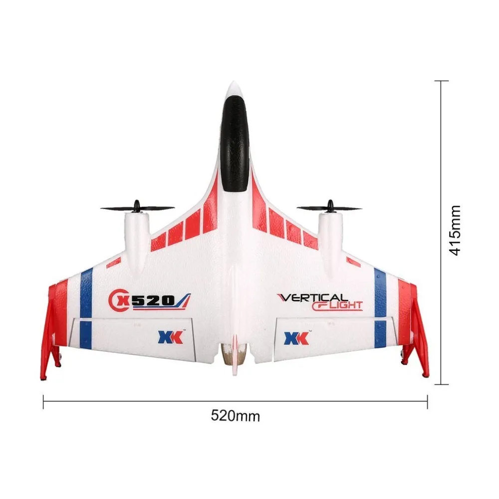 XK X520 6CH 3D/6G Самолет VTOL вертикальный взлет Land Delta крыло бесщеточный Радиоуправляемый Дрон фиксированное крыло самолет игрушка с переключателем режимов
