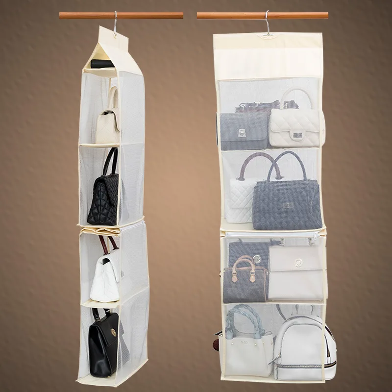 

5 grids Closet Storage Bags Organizadores Case Durable Handbags Finishing Hanging Bags Organizer Door Hang Storage Bags JJ50539