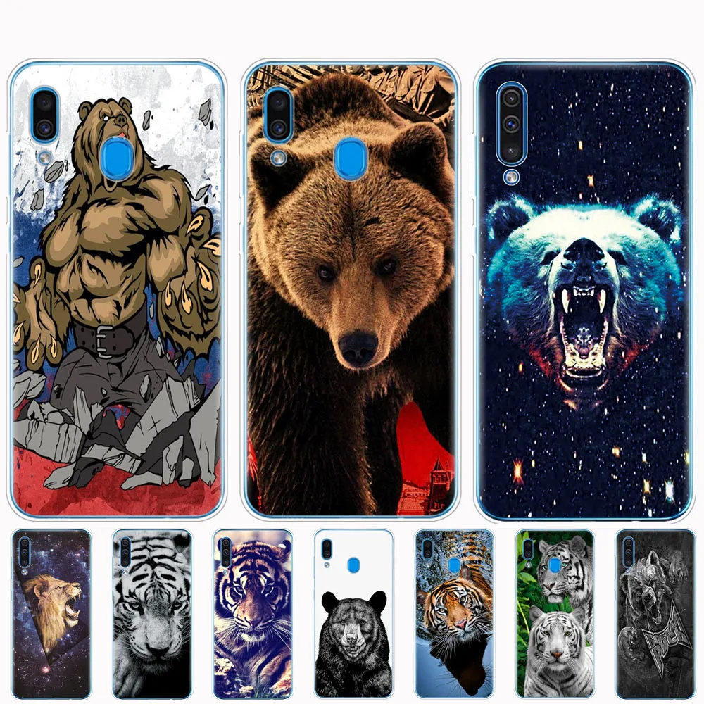 Silicone Case For Samsung A50 Case For Samsung Galaxy A50 A10 A30 A40 A70 A 50 2019 Phone Bumper wolf tiger lion Leopard bear