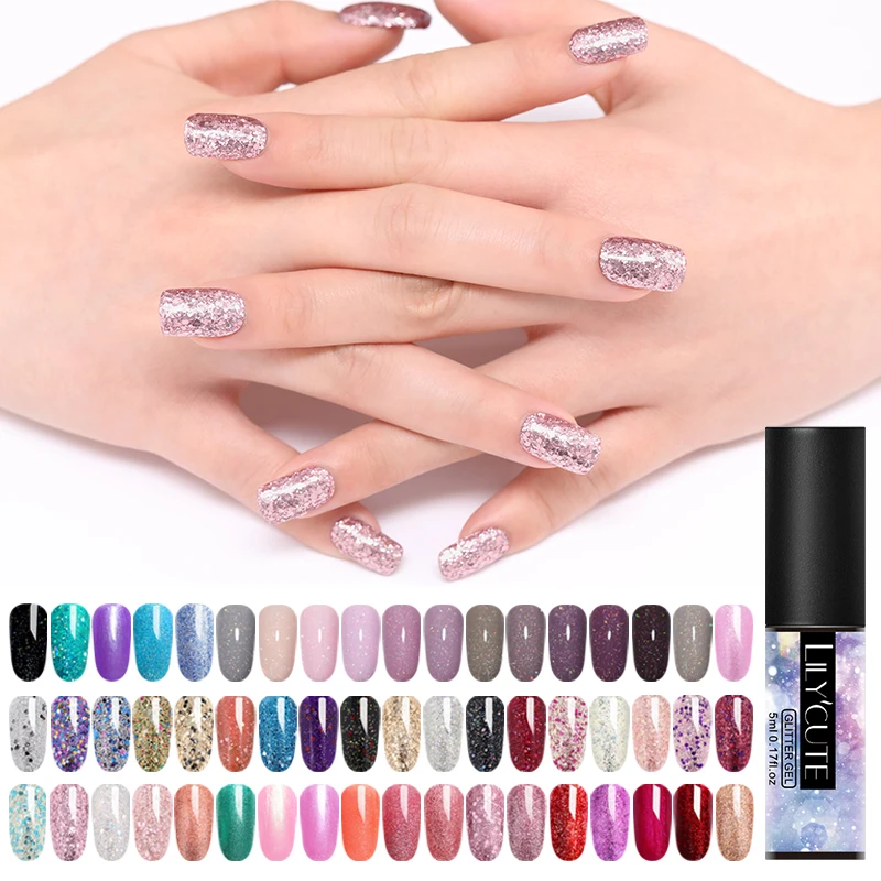 LILYCUTE 5ml Glitter UV Gel Holographic Sequins Purple Colorful Soak Off Shinning Gel Lacquer Nail Art 1 LILYCUTE 5ml Glitter UV Gel Holographic Sequins Purple Colorful Soak Off Shinning Gel Lacquer Nail Art 1
