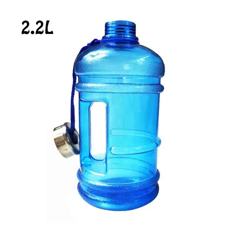 2.2L большой емкости бутылки для воды Спорт на открытом воздухе тренажерный зал Половина галлонов фитнес тренировка Кемпинг бег тренировки бутылка для воды - Цвет: 2.2L 6