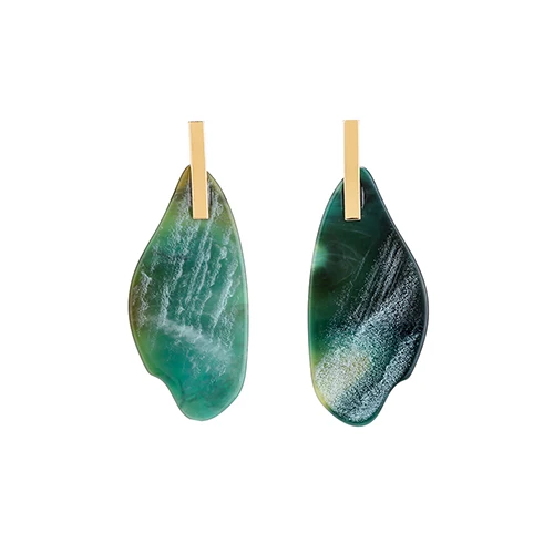 Irregular design Acrylic Drop Earring For Women Fashion Multicolor Statement Marble Effect Earring Acetate Jewelry - Окраска металла: Green