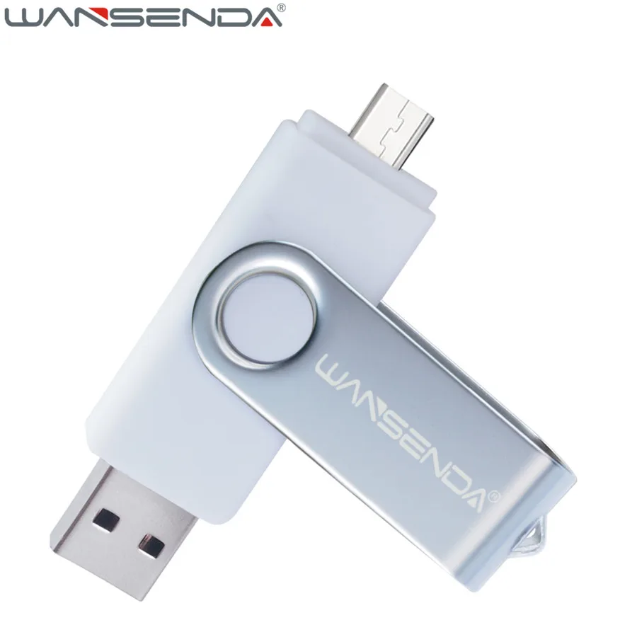 WANSENDA, двойной OTG Usb флеш-накопитель, 128 ГБ, высокоскоростной флеш-накопитель, 8 ГБ, 16 ГБ, 32 ГБ, 64 ГБ, флеш-накопитель Usb 2,0, флеш-накопитель - Цвет: Белый