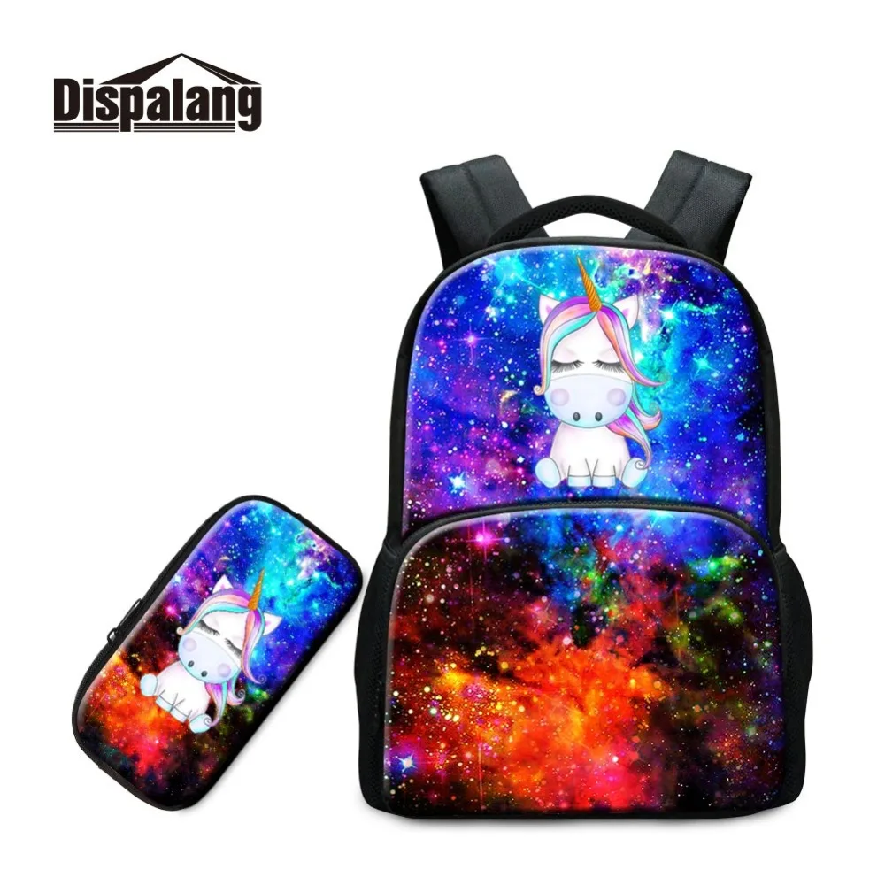 

Dispalang 3D Galaxy and Unicorn Patterns Lager Laptop Backpack with Pencil Case 2pcs in 1 set Computer Bags Capacity Rucksacks