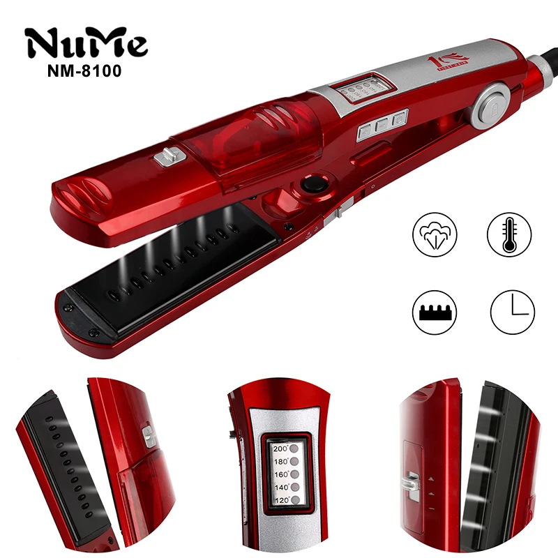 Alisador de Cabelo Spray de Cabelo Profissional Vapor Escova Pente Plana Ferro Cerâmica Seco Molhado Alisador Lcd Ferramenta Cabeleireiro 6 High Quality Beleza e saúde