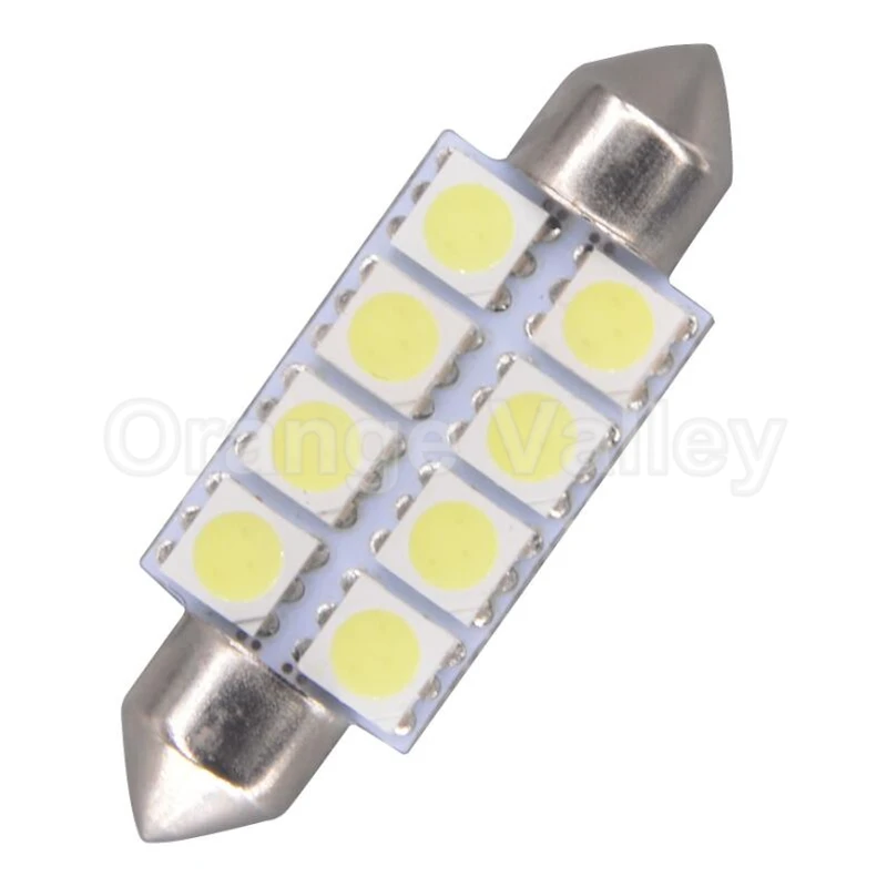 100 шт. кольцо 31 мм 36 мм 39 мм 42 мм 8 светодиодный 5050 SMD авто C5W Купол гирлянда для салона лампы чтениt дорожной карты световая дверная лампа DC12V