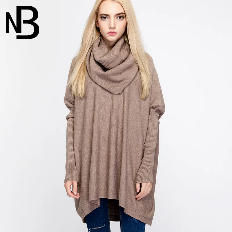 Plus Size Women Sweaters 2017 Knitting Turtleneck Cotton Solid Batwing Female Casual Basic Fashion Winter Loose Pullover A959 | Женская