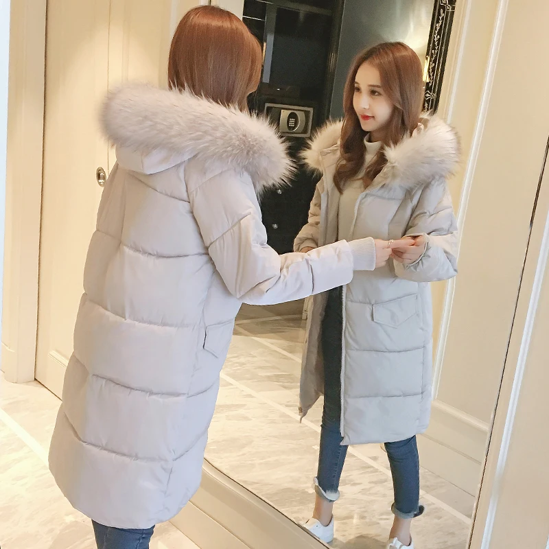 

winter coat women parka down cotton women's 2019 new cotton jacket over the knee thick padded long cotton coat manteau femme