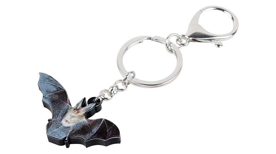 Bonsny массивные акриловые брелки на Хэллоуин летучая мышь, брелки, кольцо симпатичное животное, ювелирные изделия для женщин, девочек, подростков, сумка, автомобильные брелки