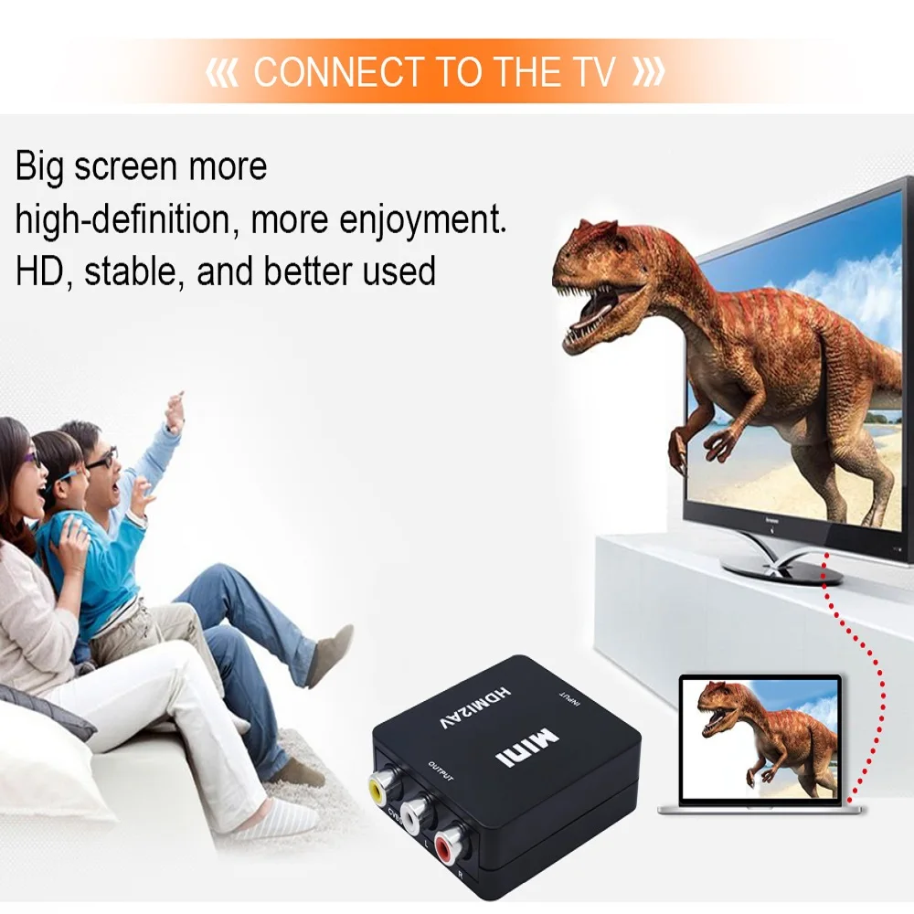TISHRIC Mini HDMI2AV NTSC PAL HDMI RCA AV CVBS CVSB Male Audio Video Composite Converter Box Component Usb Cable Scaler Adapter