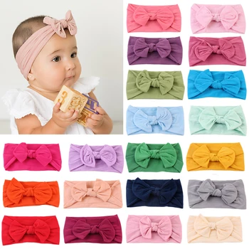 

Cute Baby Girl Big Bow Headband Solid Cotton Stretch Turban Knot Head Wrap Headwear Girls Tassels Hair Accessories 0-6Years