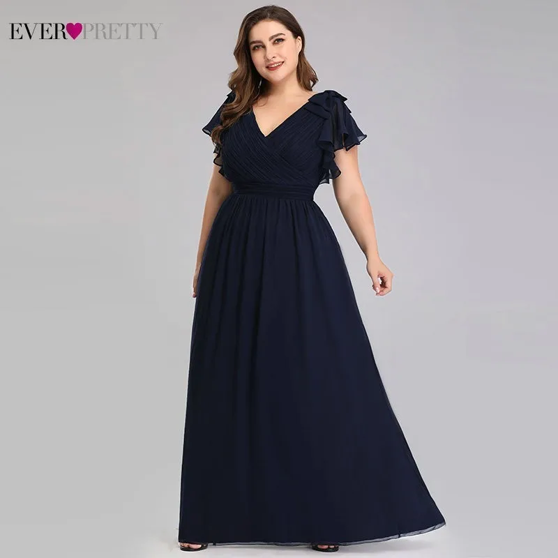 

Ever Pretty Plus Size Mother Of The Bride Dresses A-Line V-Neck Cap Sleeve Elegant Mother Dresses Farsali Vestido De Madrinha
