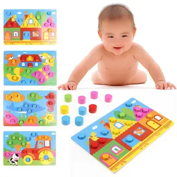

Attraction Wooden Toys 3D Puzzle Jigsaw Toys Cartoon Cognition Board Games Learning Educational Toys For Children Puzzles Gadget