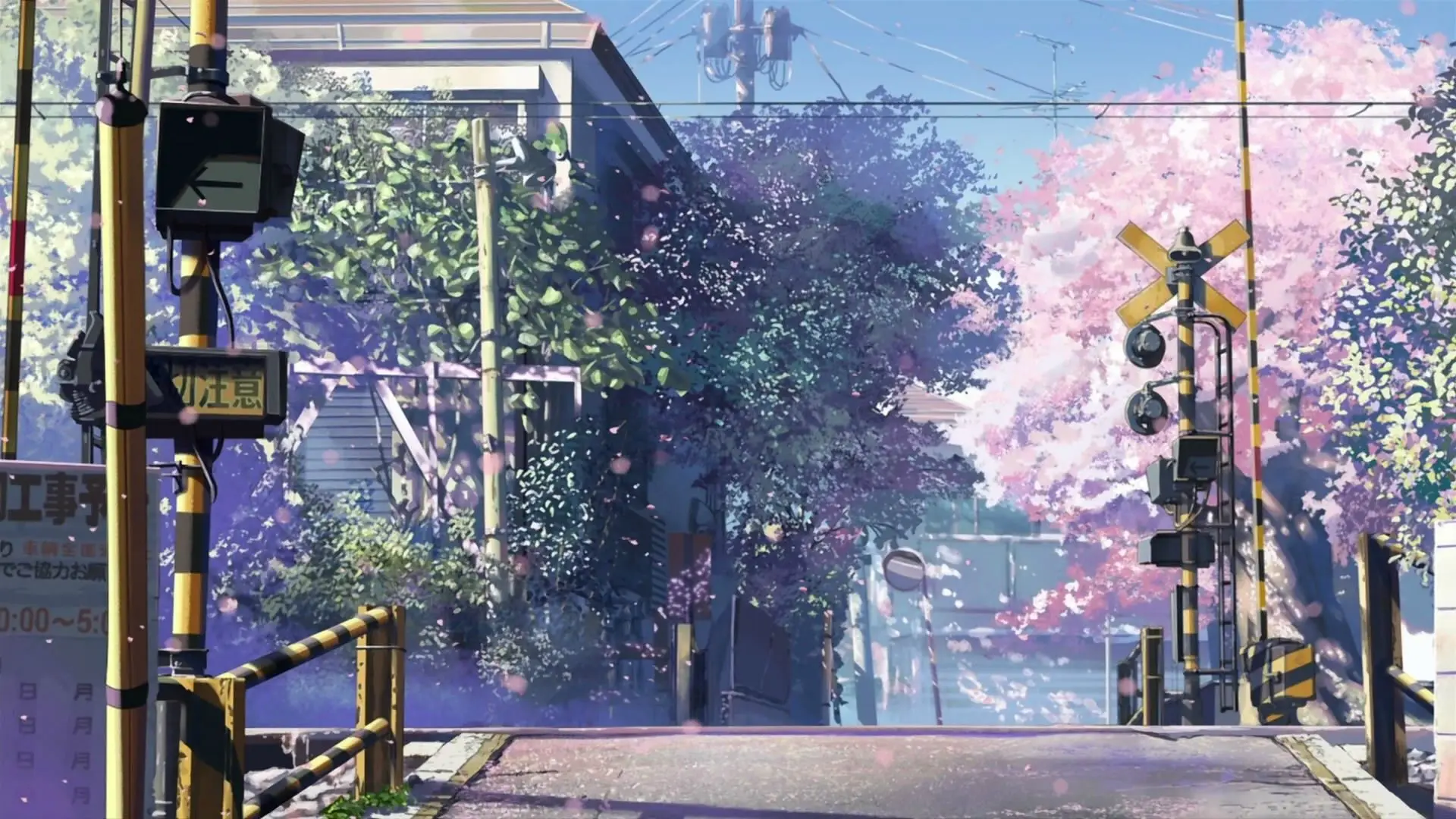 Pano de Fundo Qualidade de Impressão Computador das Crianças das Crianças de Fundo Rua da Cidade das Flores de Cerejeira Anime Árvore Alta