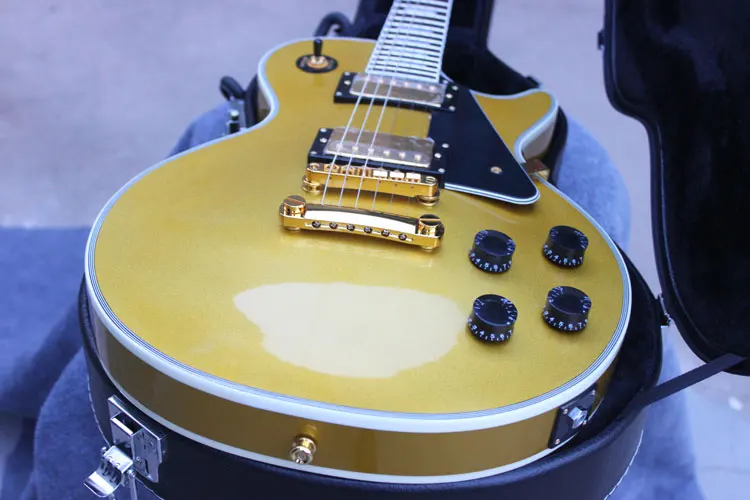 

Best Price Custom Shop Free Shipping Best-selling Mahogany Body Golden Top Electric Guitar Awesome Sound In Stock