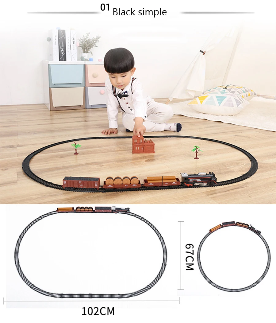 Trem de Trilha Modelo de Brinquedo Trem de Alta Velocidade do Vintage Trem a Vapor Brinquedos para Meninos Simulação Elétrica Clássico Carro Crianças 19035e Luz 11 Simulação trem de trilha elétrica clássico modelo