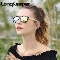 LongKeeper 2018 Мода древесины бамбука солнцезащитные очки Для женщин Для мужчин реальные деревянные солнцезащитные очки Брендовая Дизайнерская