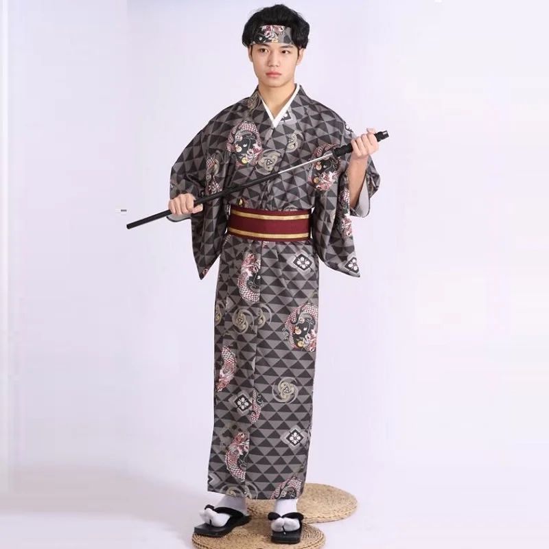 Традиционная японская мужская одежда кимоно самурая для каратэ Obi Yukata мужское кимоно косплей традиционные японские кимоно FF2116