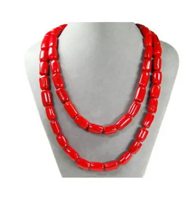 

SHIPPINGNEW Beautiful necklace made of corals in cylinder form 50"long AAA