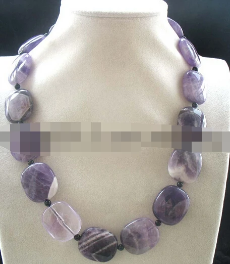 

ddh003804 amethyst square black agate 23mm necklace 18" nature