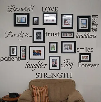 

Family Blessing Love Patient Joy Smile Quotes Black Photo Frame Wall Sticker Living Room Bedroom Home Decor Mural Decal Art