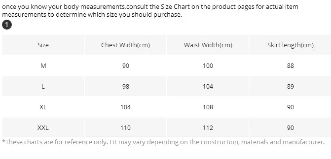 size charts