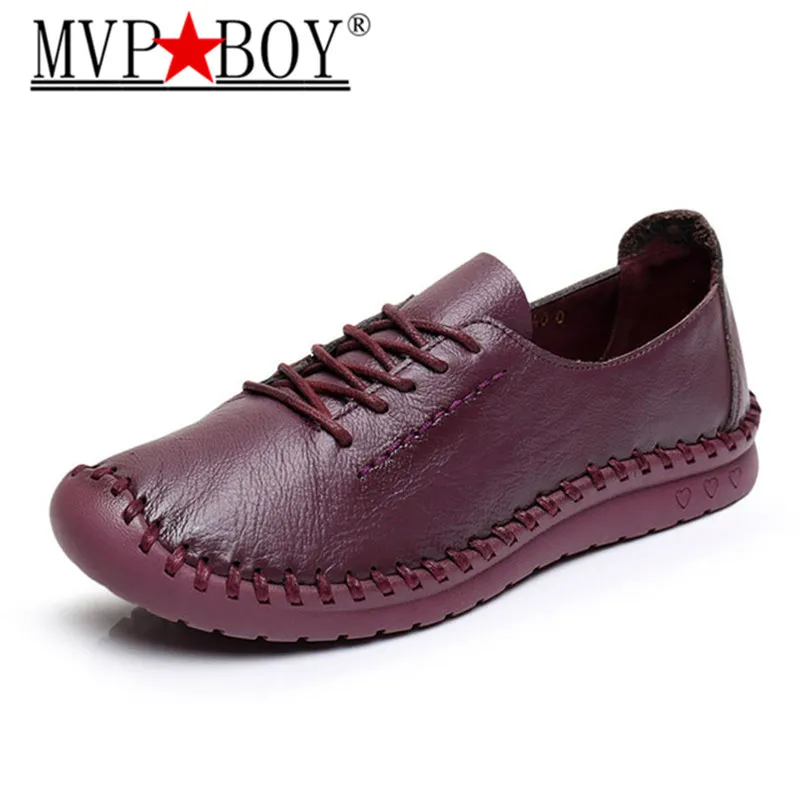 

MVP BOY Woman Genuine Leather shoes Spring Solid Bowtie Flat shoes Fashion Women Flats Ballet Women shoes Soft bottom Casual