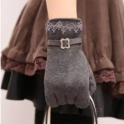Одна пара модные женские туфли Сенсорный экран кружевные хлопковые перчатки