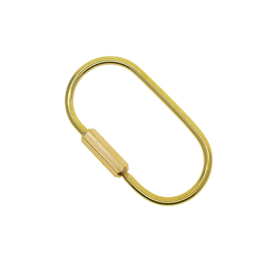 2Pc Durable Brass Screw Lock Key Chain Ring Hanging Ring Oval Shape Simple Style Keychain for Men Women Jewelry Making Accessory