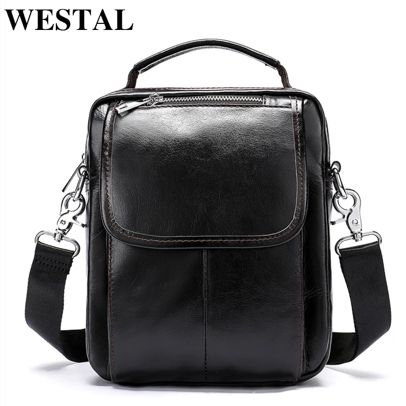 WESTAL جلدية حقيبة ساعي الذكور جلد أصلي للرجال حقيبة عارضة رفرف الأعلى مقبض حقائب كتف صغيرة Crossbody أكياس للرجال 2018