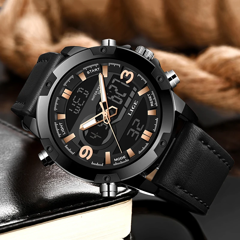 Relojes Hombre 2019 Новинка LIGE мужские s часы лучший бренд класса люкс кварцевые с двойным