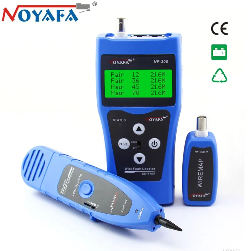 

Original NOYAFA NF-308 Wire Tracker for Diagnose Tone UTP STP RJ11 Telephone BNC RJ45 Network LAN Cable Tester Blue LCD NF-308B