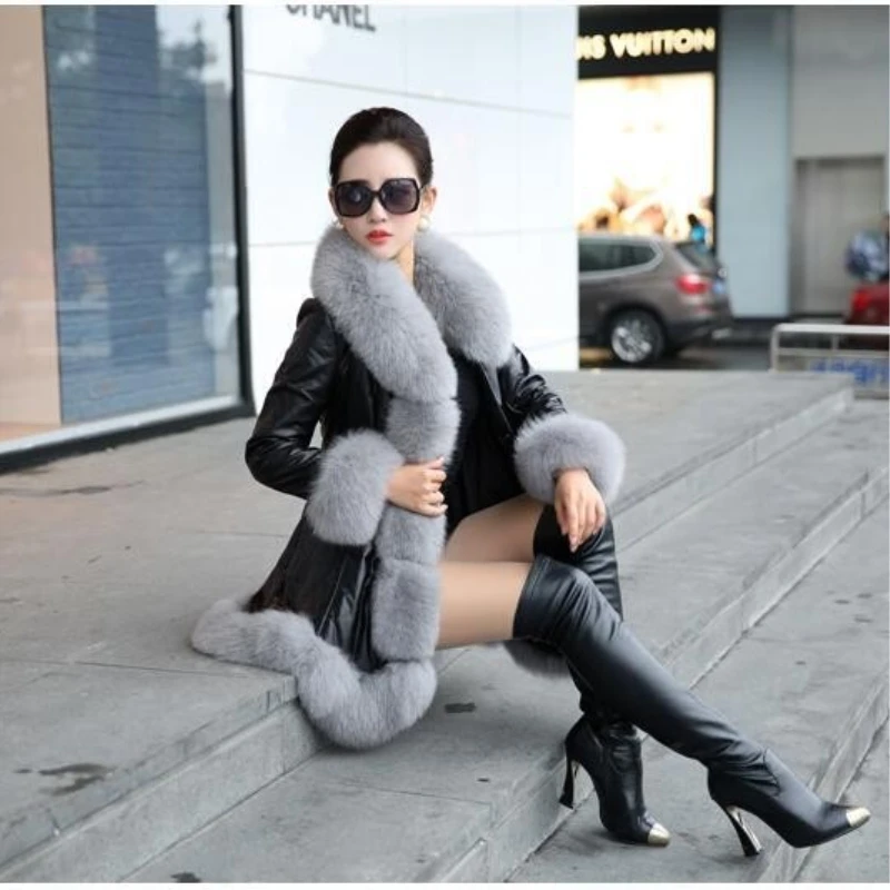 Goede Hot Koop Winter vrouwen Faux Fur Hoge Kwaliteit Faux Schapenvacht Jassen Houden Warm Met Bont Vos Kragen Slanke Vrouwelijke bont Plus Size