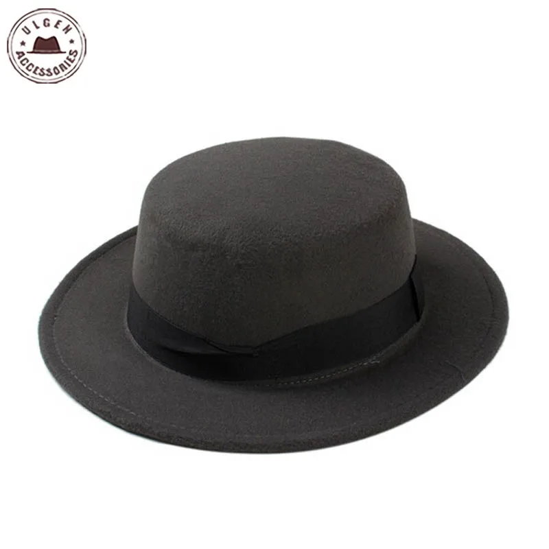 Новая шерстяная Ретро фетровая шляпа из свинины для мужчин и женщин, Шерстяная кепка из Трилби, дешевая черная лента, котелок, фетровые шляпы
