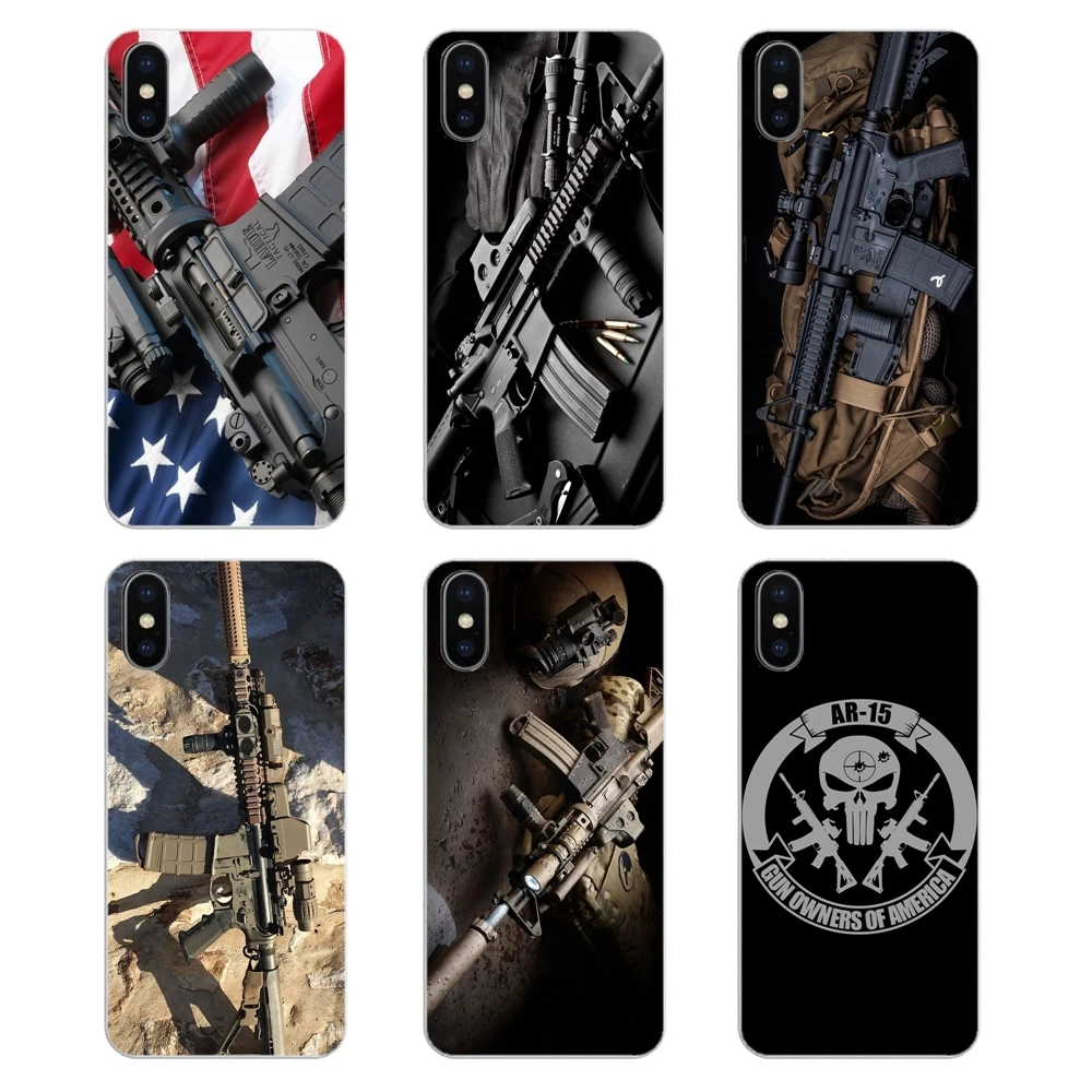 Для Apple iPhone 4 4S 5 5S 5C SE 6 6S 7 8 X XR XS Plus MAX силиконовый чехол для телефона AR-15 винтовки AR 15