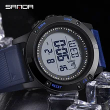 SANDA спортивные часы мужские Водонепроницаемые силиконовые модные светодиодный цифровые часы для мужчин хронограф часы Relogio Masculino 372