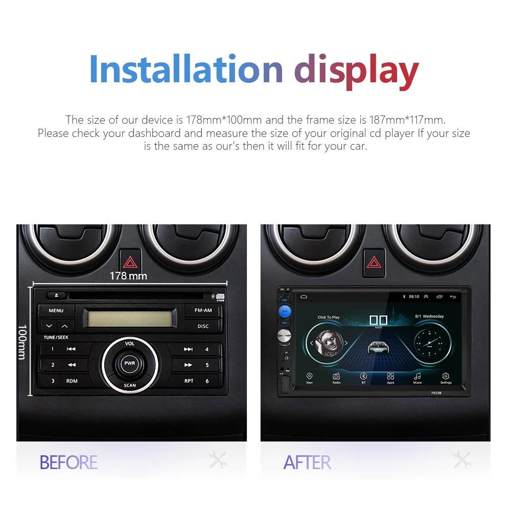 2 Din Car Radio Android 8,0 Universal navegación GPS Bluetooth pantalla táctil Wifi coche estéreo de Audio USB FM coche Multimedia MP5