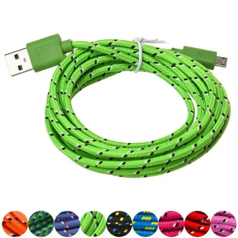 

1M/3.2FT Fabric Nylon Braided Micro USB Cable Charger Data Sync USB Cord Wire For Samsung Galaxy Xiaomi HTC 8 Colors Available